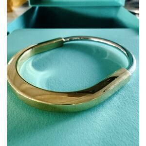 Tiffany co 18k Gold Lock Bangle Hinge Bracelet WIDE Version Pristine Fits Up 6.5